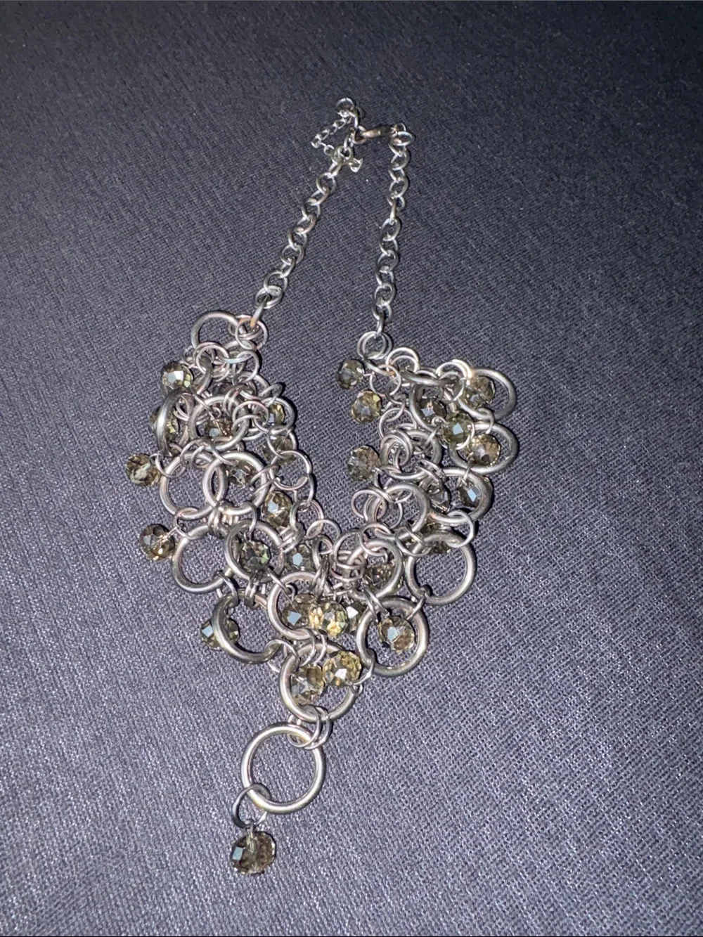 Chainlink Bib Necklace with Champagne Crystal Accents